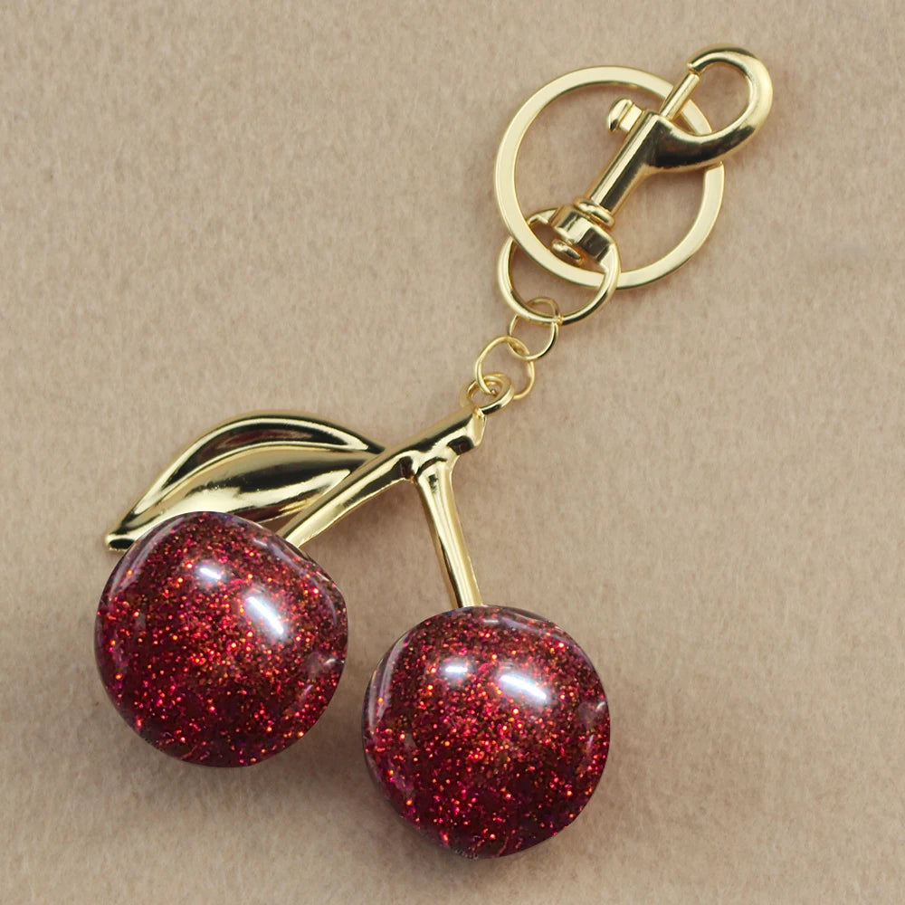 Delicious Red Fruit Crystal Cherry Pendant Keychain | Coach Bag Charm & Jewelry Gift