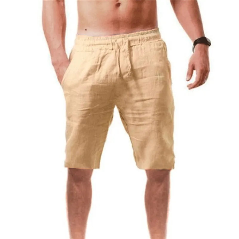 Men's Breathable Cotton Solid Color Casual Shorts