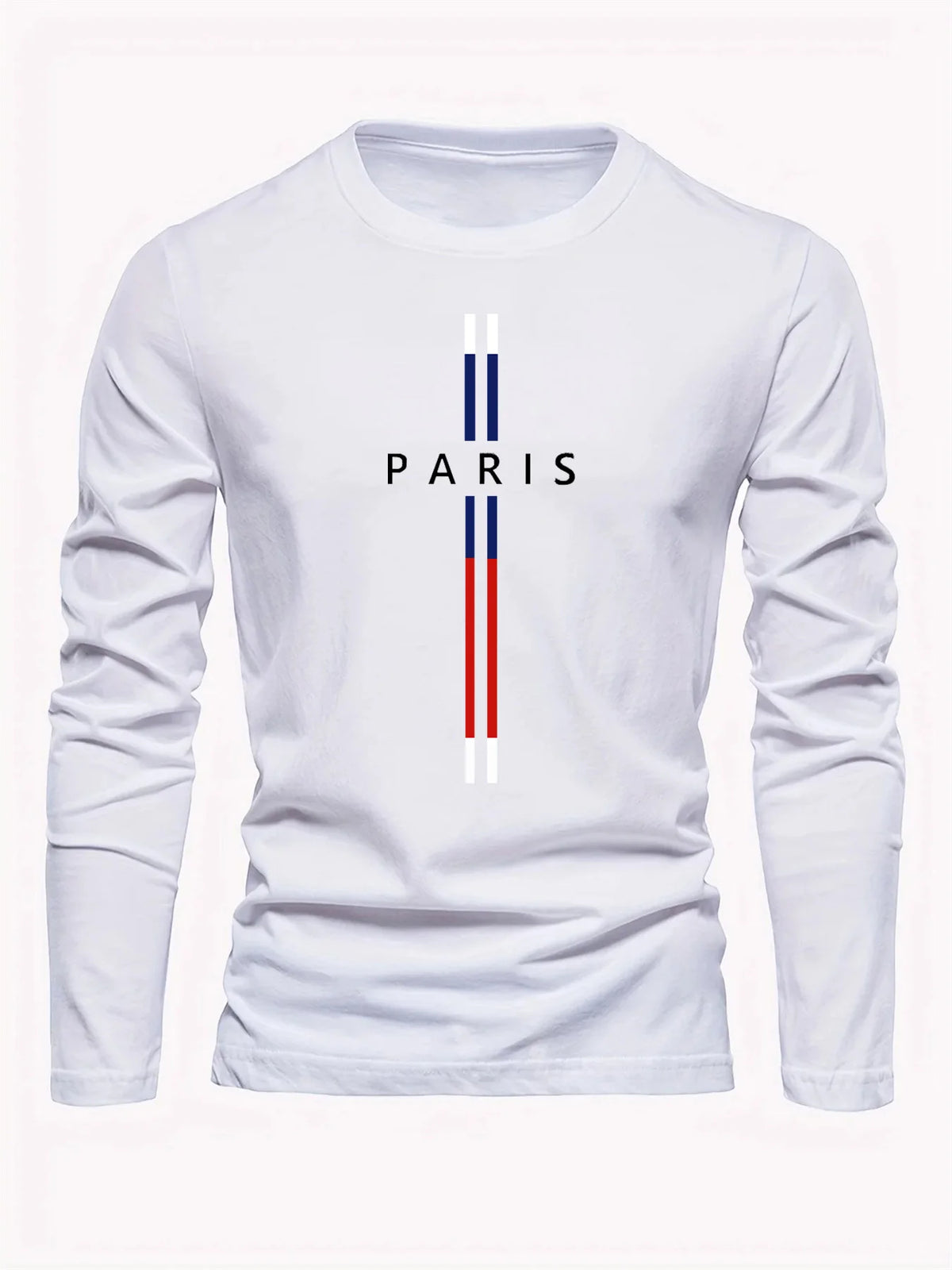 Men's Pure Cotton "Paris" Graphic Print Long-Sleeve T-Shirt