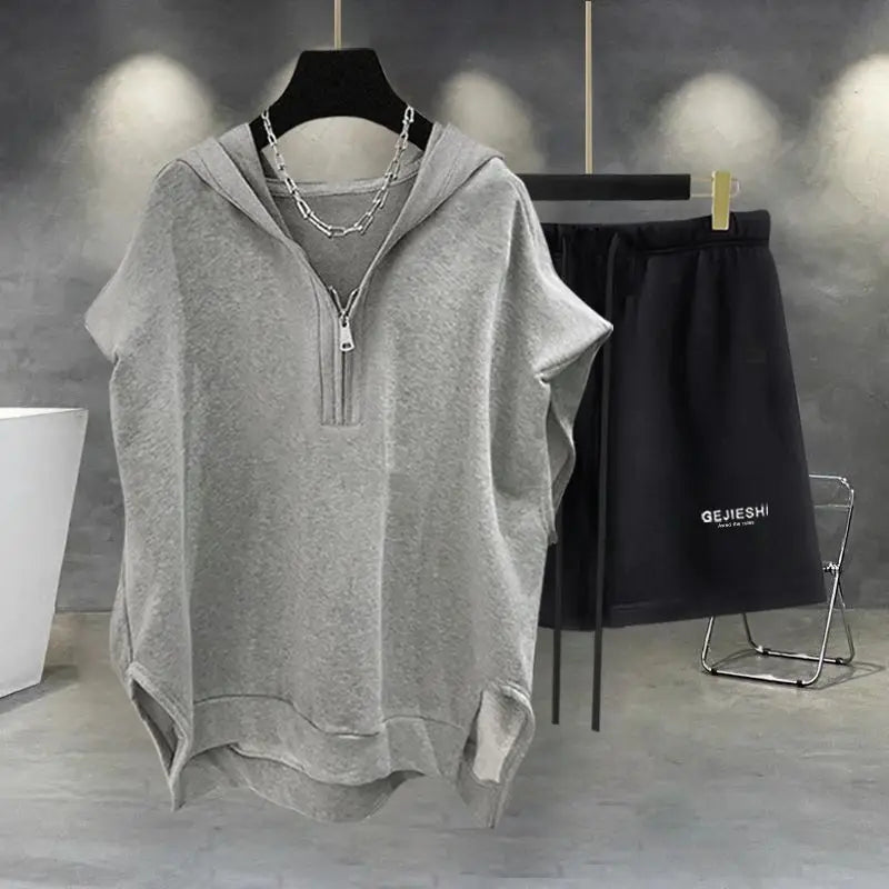 Men's Korean Streetwear Loose Sports Shorts Set