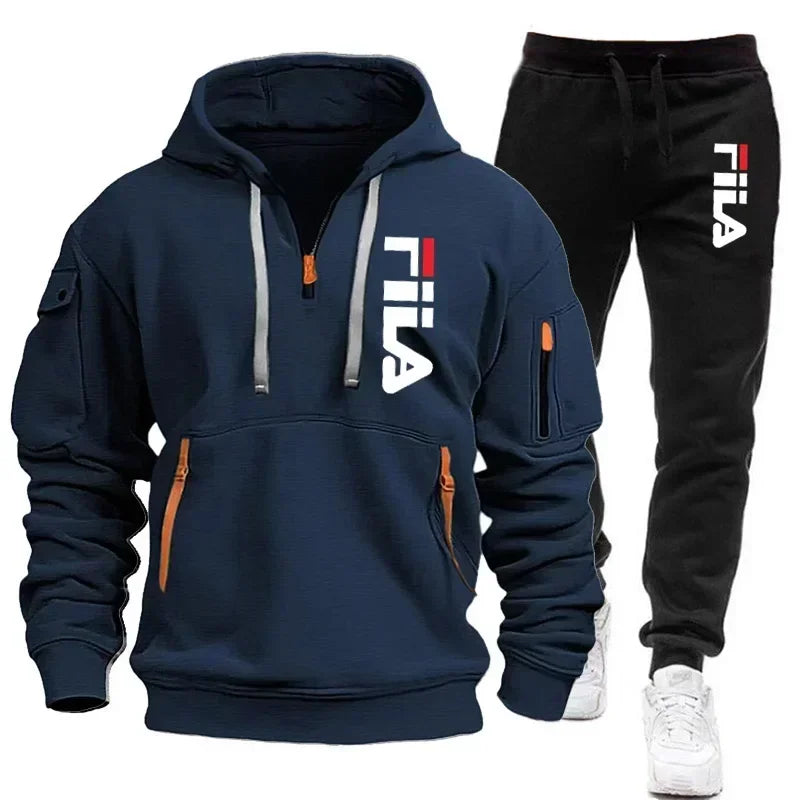 Men's Hooded Sportswear Tracksuit Set (Pullover Hoodie & Matching Joggers)