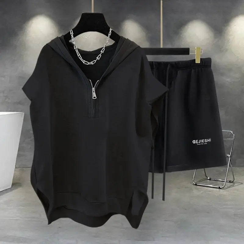 Men's Korean Streetwear Loose Sports Shorts Set