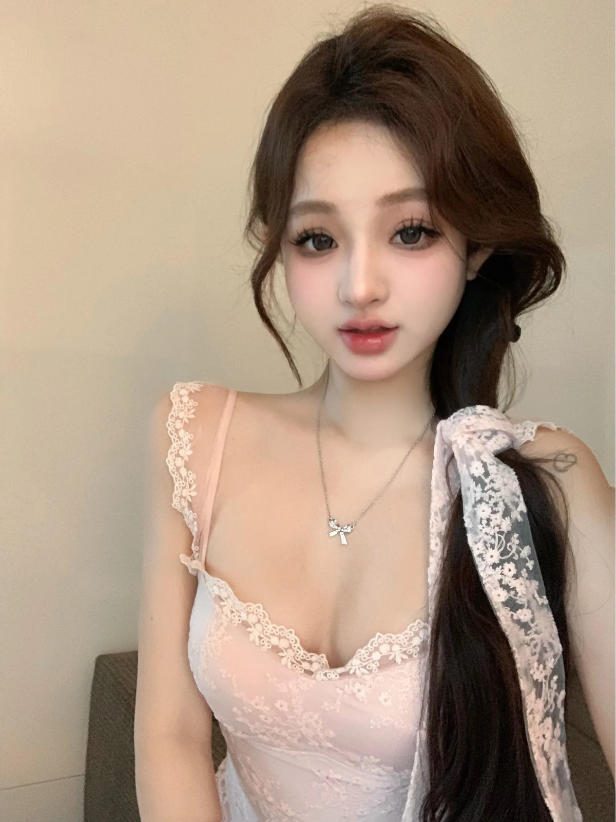Sexy Lace Splice ort Sve  Dr Pure Desire Bodycon Summer Faion A-Line Skirt Gentle Sle Single Piece 2025 New