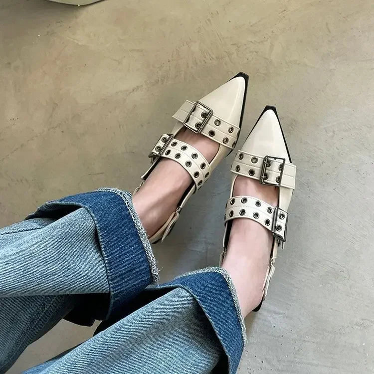 SoleChic™ Rivet Studded Pointed-Toe Ballet Flats & Platform Sandals