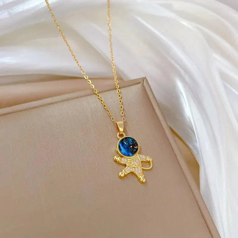 Lumière Celestial™ Titanium Steel Planet & Moon Pendant Necklace