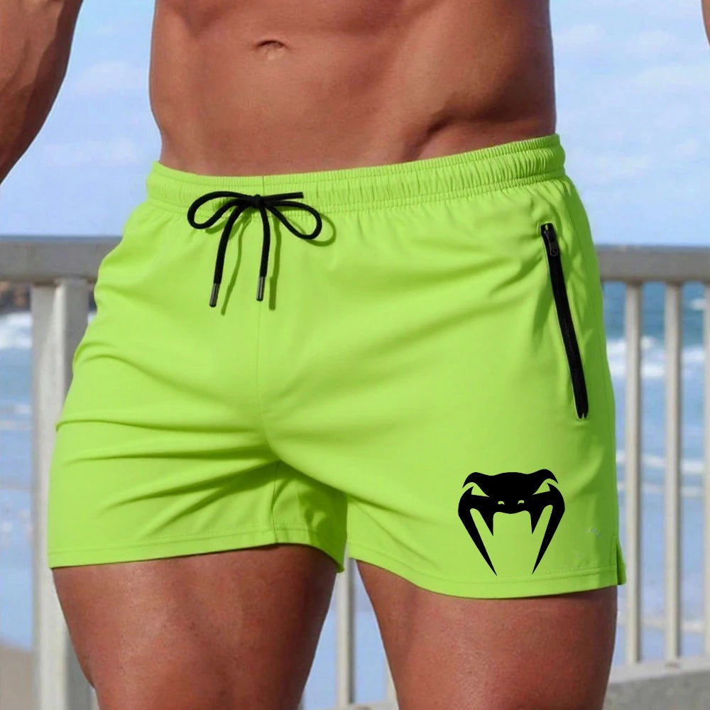 Men’s Snake Print Swimming Trunks – Quick-Dry Summer Beach Shorts