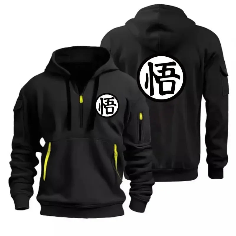 Anime Goku Half-Zipper Casual Pullover Hoodie