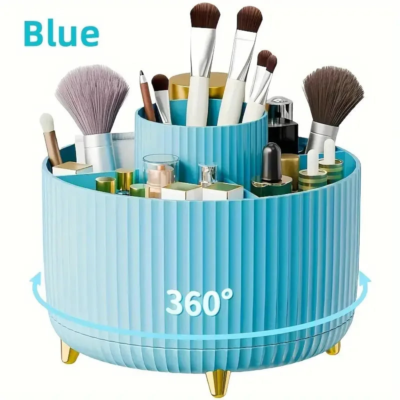 Makeup Brushes Holder 360° Rotating Organizer 5 Slot Multi-Functional Desk Storage Cosmetics Storage for Vanity Desktop Bathroom