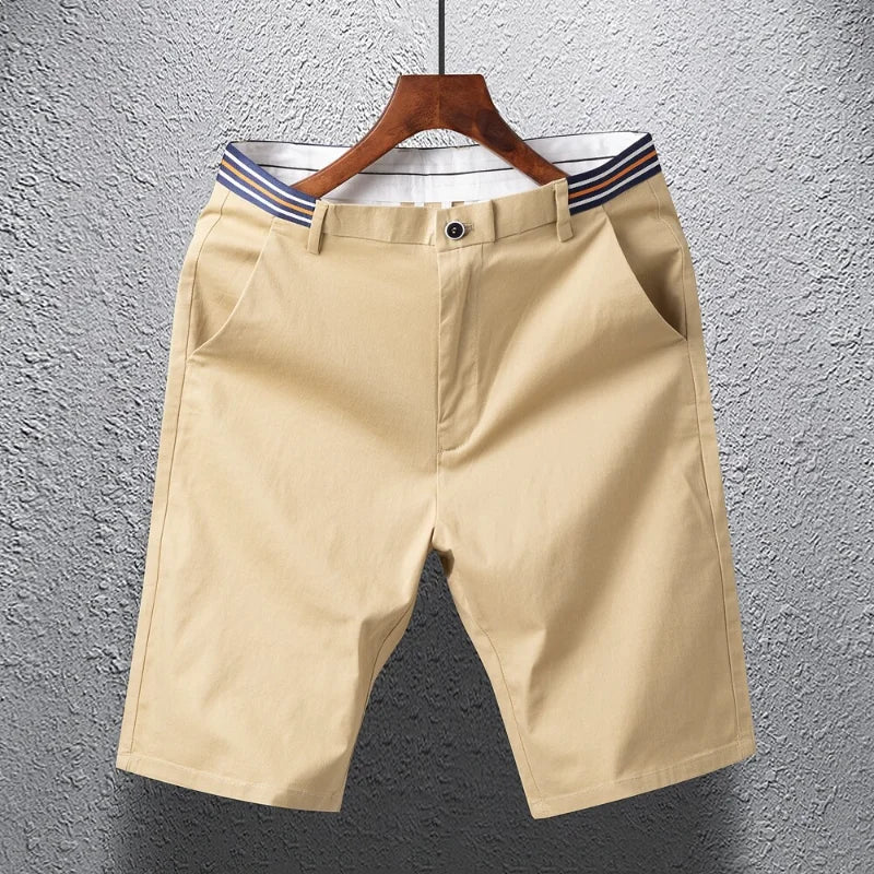 Men's Breathable Cotton Business Casual Elastic Shorts