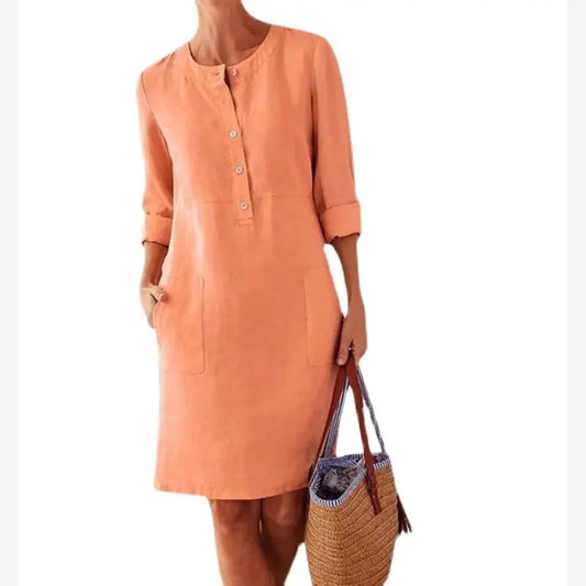 Women's Summer Long Maxi Dr Cotton Casual plus Size Street Sle Splice Loose Waist ort Sve V-Ne  Color