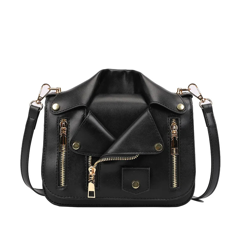Women's Leather Jacket Style PU Crossbody & Shoulder Bag