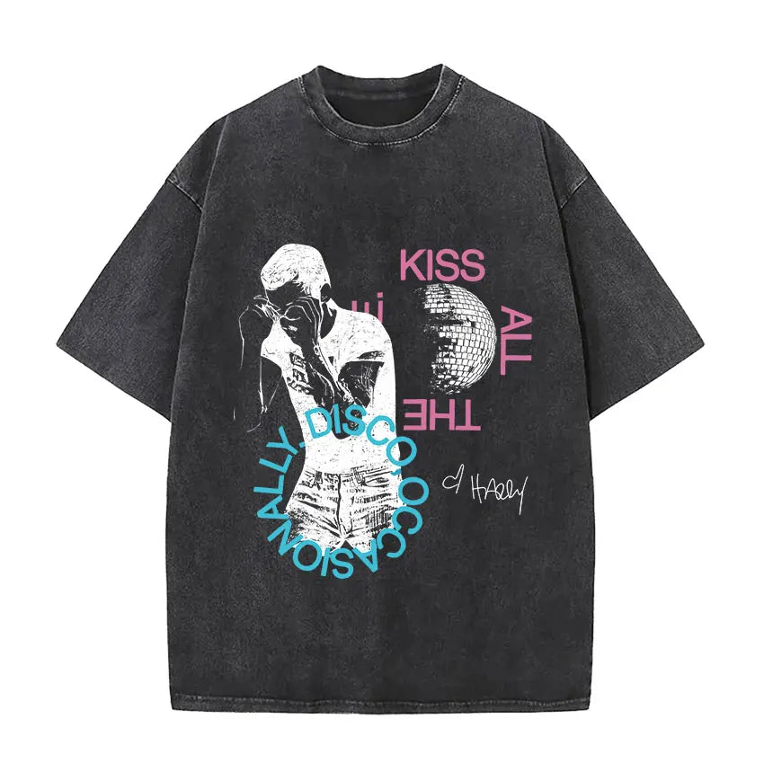 Retro Washed Harry Styles T-shirt Men Women O-Neck Oversized Cotton T Shirt Tops