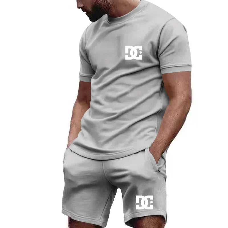 Men's Summer Two-Piece Short-Sleeve T-Shirt & Breathable Shorts Set