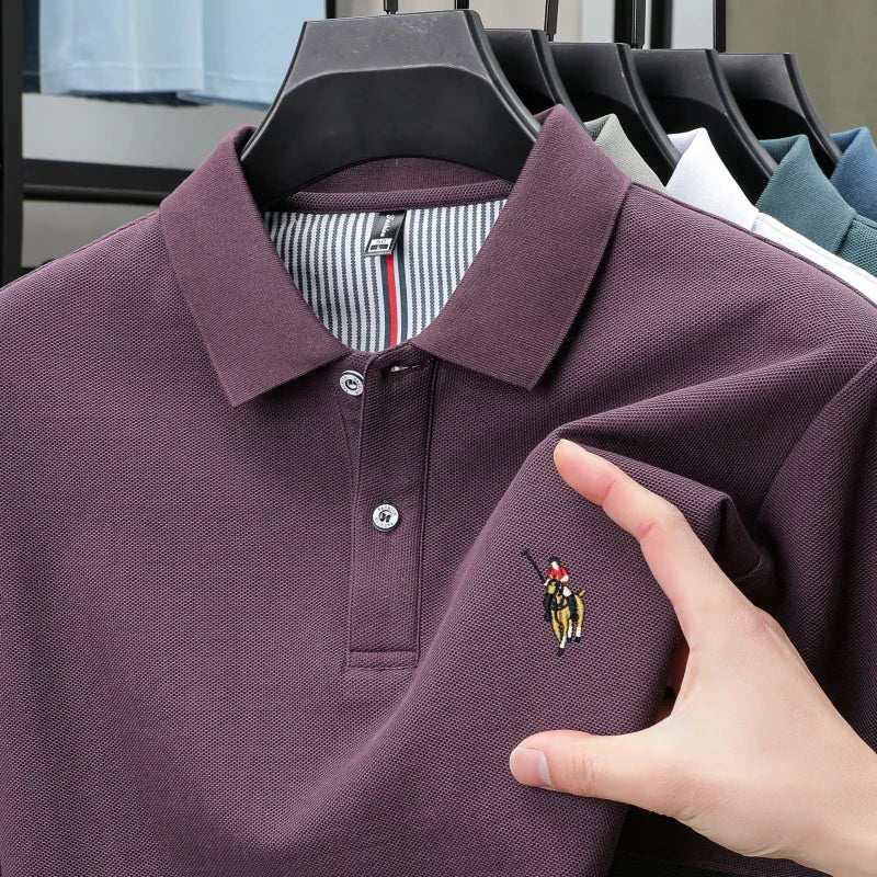 Men's 100% Cotton Embroidered Golf Polo Shirt