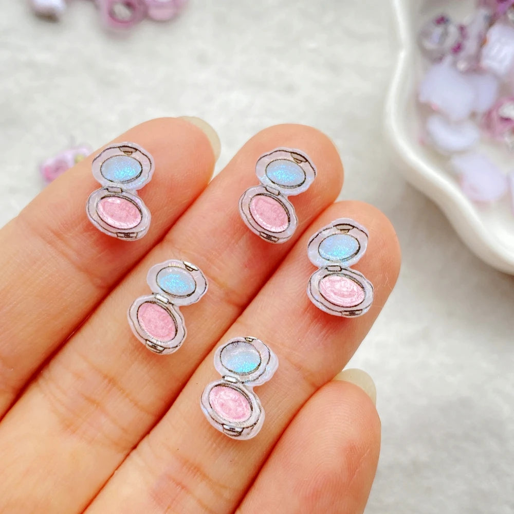 CharmCraft™ 50-Piece Mixed Resin Rhinestone Charms – Kitten, Mirror & Camera Nail Art Decorations