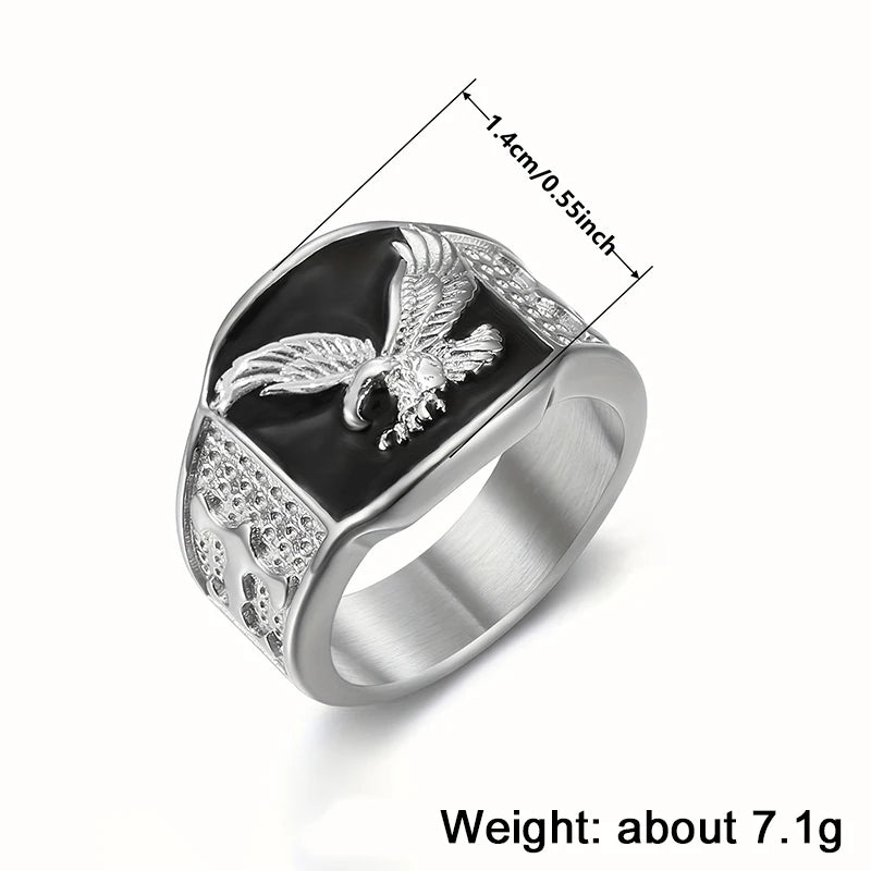 Huitan Unique Bright Eagle Unisex Rings Gorgeous Hip Hop Party Jewelry for Men/Women Chic Fashion Punk Stylish Finger Accessory