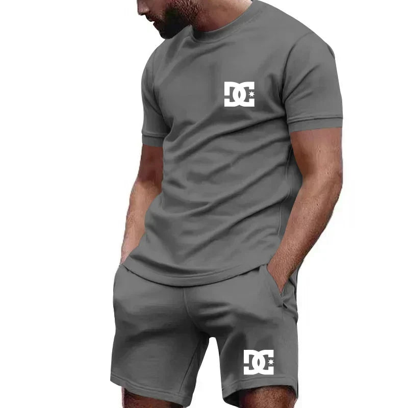 Men's Summer Two-Piece Short-Sleeve T-Shirt & Breathable Shorts Set