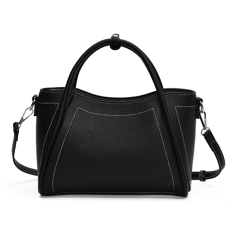 Women's Classic Black PU Leather Shoulder & Crossbody Bag