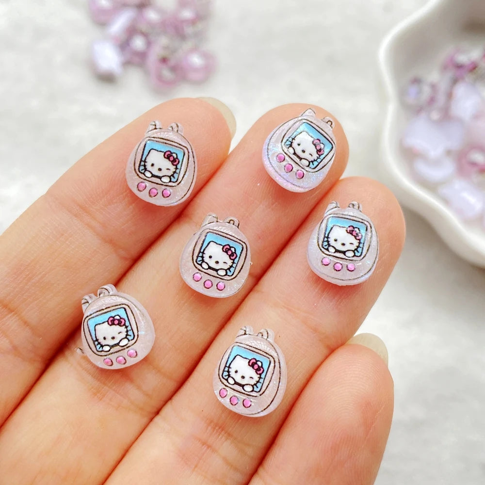 CharmCraft™ 50-Piece Mixed Resin Rhinestone Charms – Kitten, Mirror & Camera Nail Art Decorations