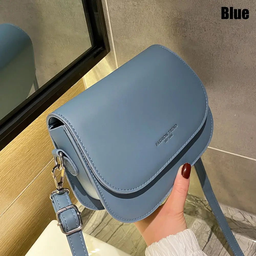 Women's Minimalist Solid Color Saddle Shoulder & Crossbody Flap Bag