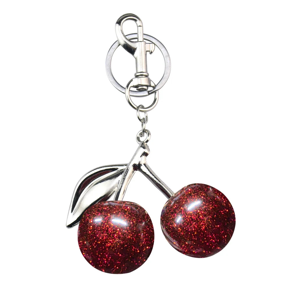 Delicious Red Fruit Crystal Cherry Pendant Keychain | Coach Bag Charm & Jewelry Gift