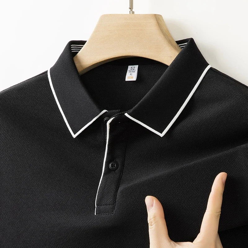 Men’s Business Casual Short-Sleeve Polo Shirt – Breathable Solid Color Top