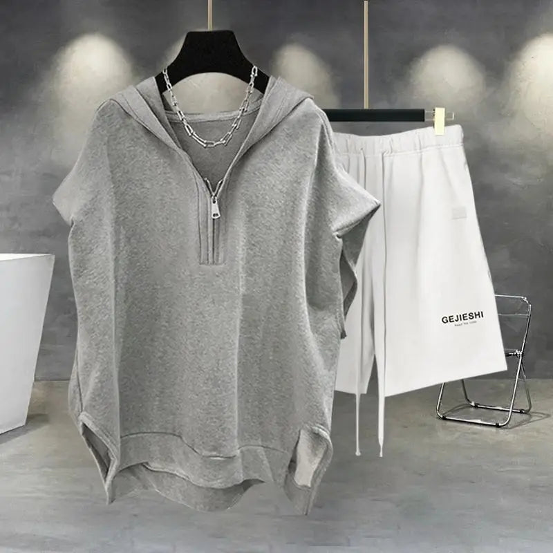 Men's Korean Streetwear Loose Sports Shorts Set