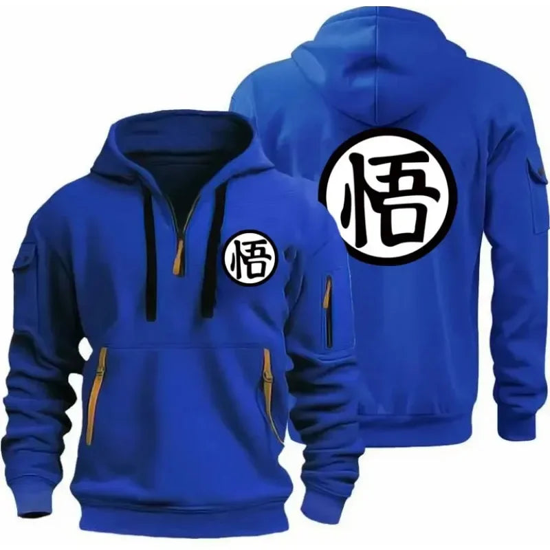 Anime Goku Half-Zipper Casual Pullover Hoodie
