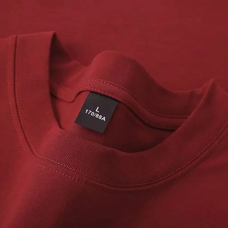 Cotton 600G Heavyweight Pure Cotton Short Sleeved T-shirt for Men and Women Half Sleeved Summer Solid Color Thick Loose T-shirt