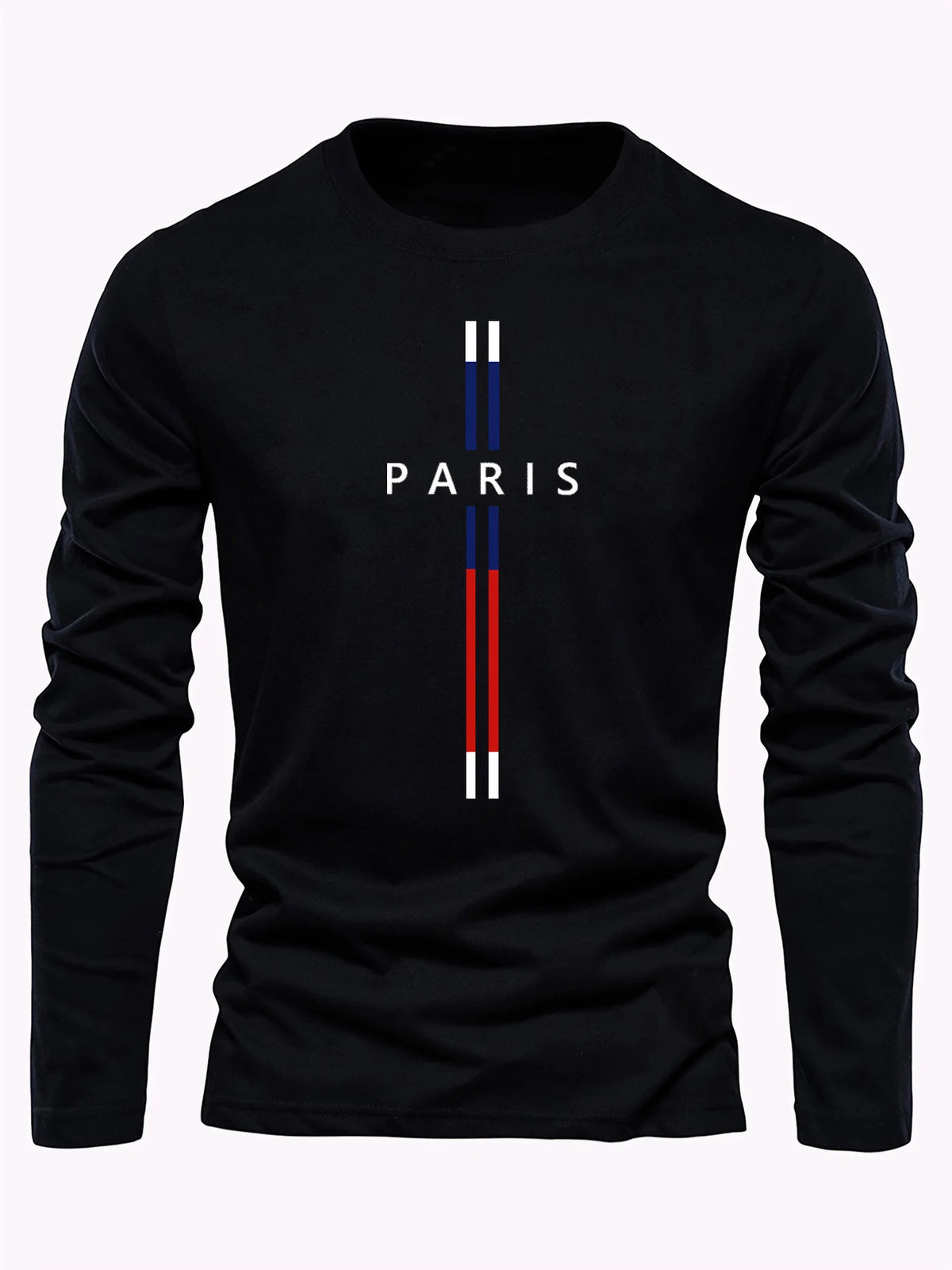 Men's Pure Cotton "Paris" Graphic Print Long-Sleeve T-Shirt