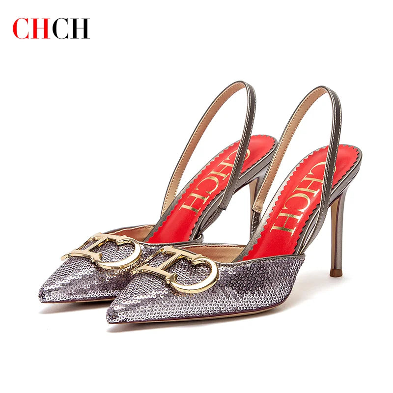 CHCH Women's 9CM Pointed-Toe Strappy High Heels | Sexy Bridal Party & Wedding Shoes