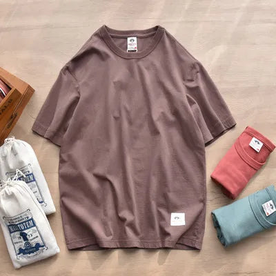 Men's Vintage Washed 100% Cotton Crewneck T-Shirt