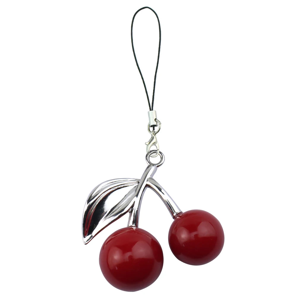 Delicious Red Fruit Crystal Cherry Pendant Keychain | Coach Bag Charm & Jewelry Gift