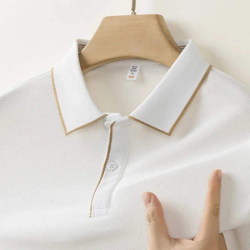 Men’s Business Casual Short-Sleeve Polo Shirt – Breathable Solid Color Top