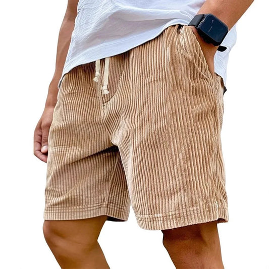 Men's Vintage Corduroy High-Waisted Casual Shorts