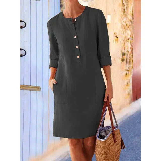 Women's Summer Long Maxi Dr Cotton Casual plus Size Street Sle Splice Loose Waist ort Sve V-Ne  Color