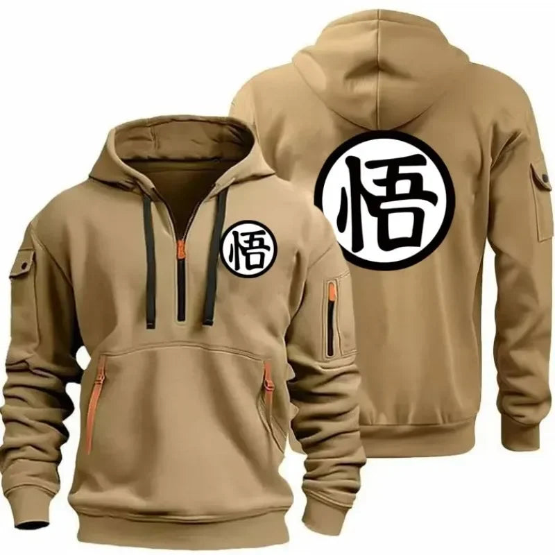 Anime Goku Half-Zipper Casual Pullover Hoodie