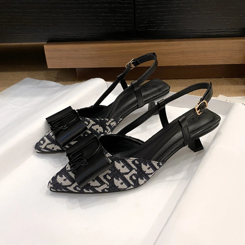 Women's Luxury Embroidered Pointed-Toe High Heel Sandals | Shallow Casual Summer Shoes