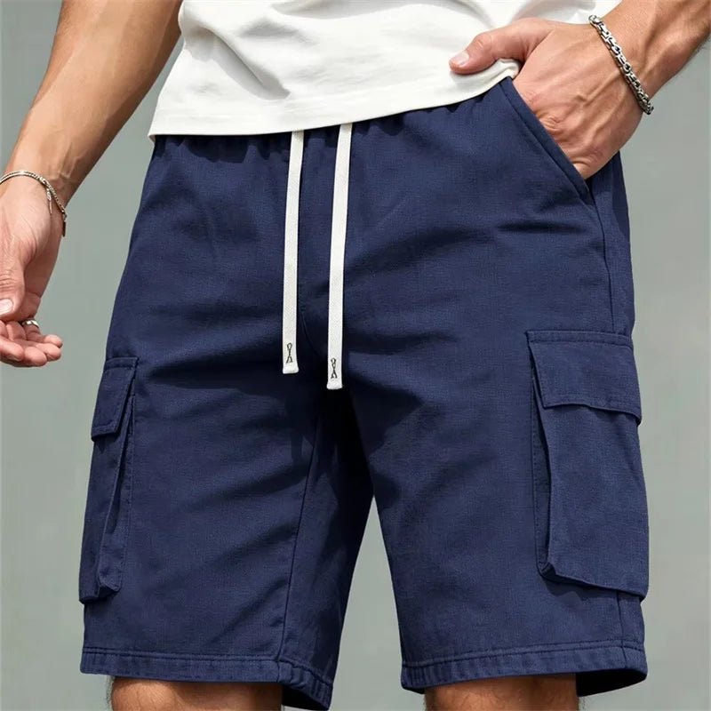 Men's Loose Multi-Pocket Knee-Length Casual Cargo Shorts