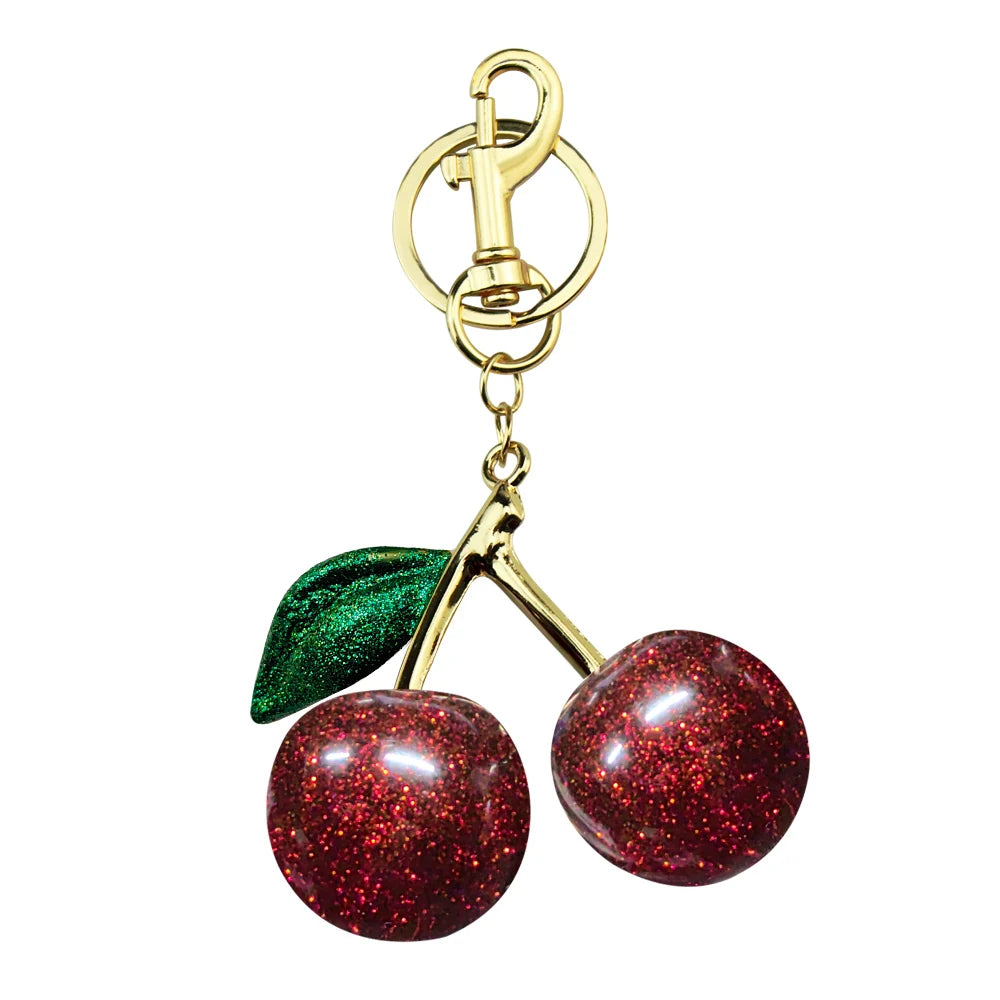 Delicious Red Fruit Crystal Cherry Pendant Keychain | Coach Bag Charm & Jewelry Gift