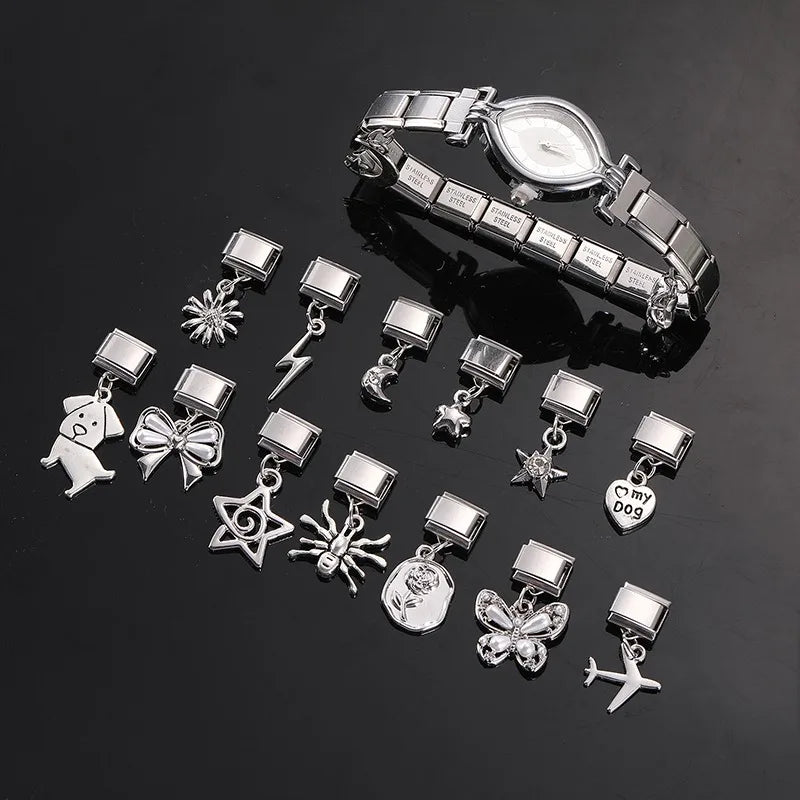 9mm Stainless Steel Italian Charm Links for DIY Modular Bracelets