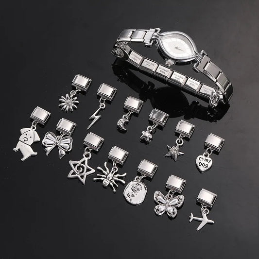 9mm Stainless Steel Italian Charm Links for DIY Modular Bracelets