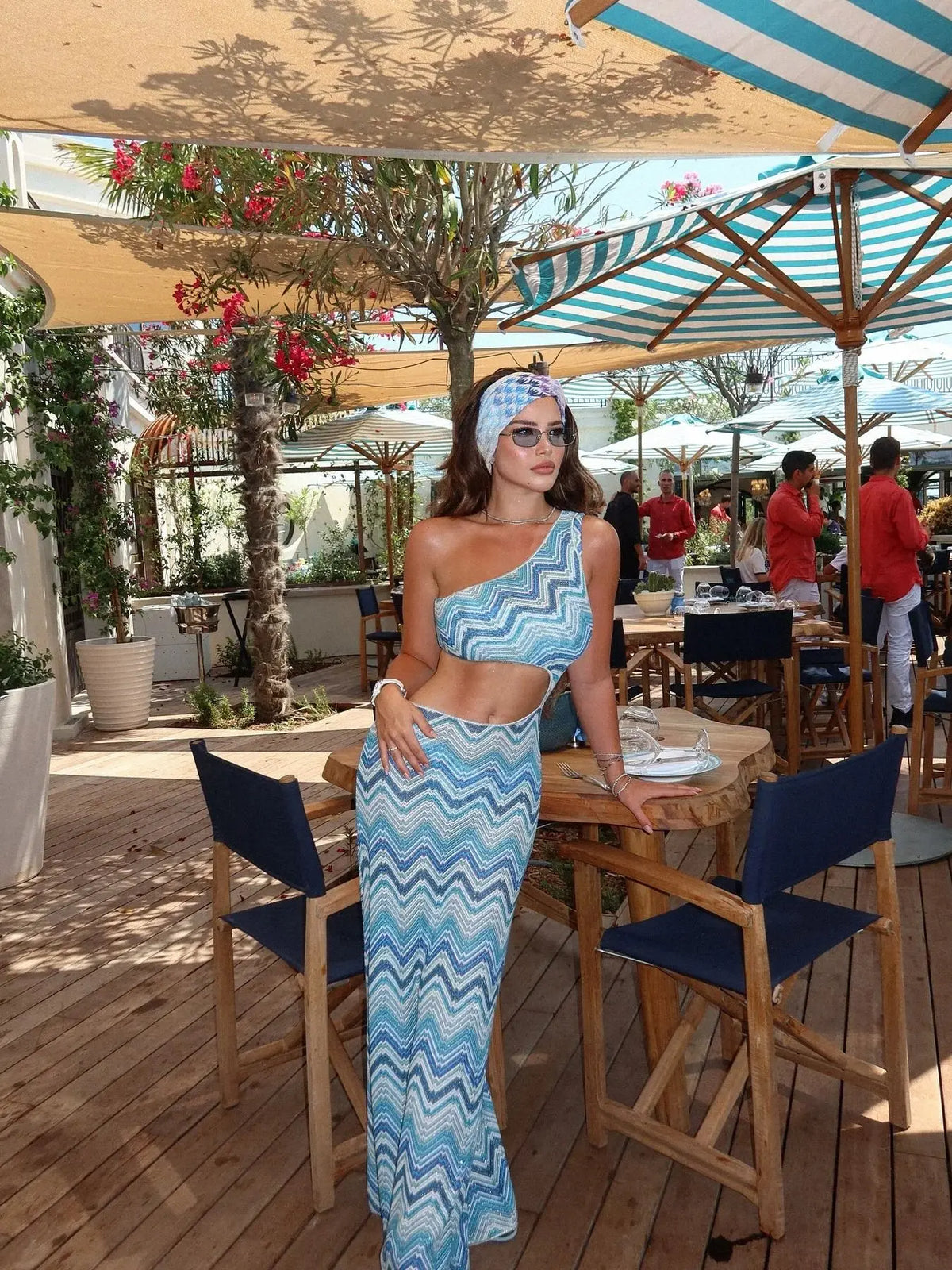Women's One-Shoulder Cutout Printed Maxi Dress & Beach Cover-Up