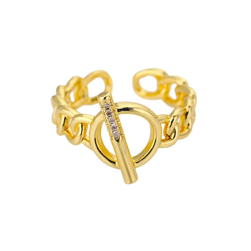 Lumière Luxe™ Stainless Steel Geometric Twist Chain Adjustable Open Ring