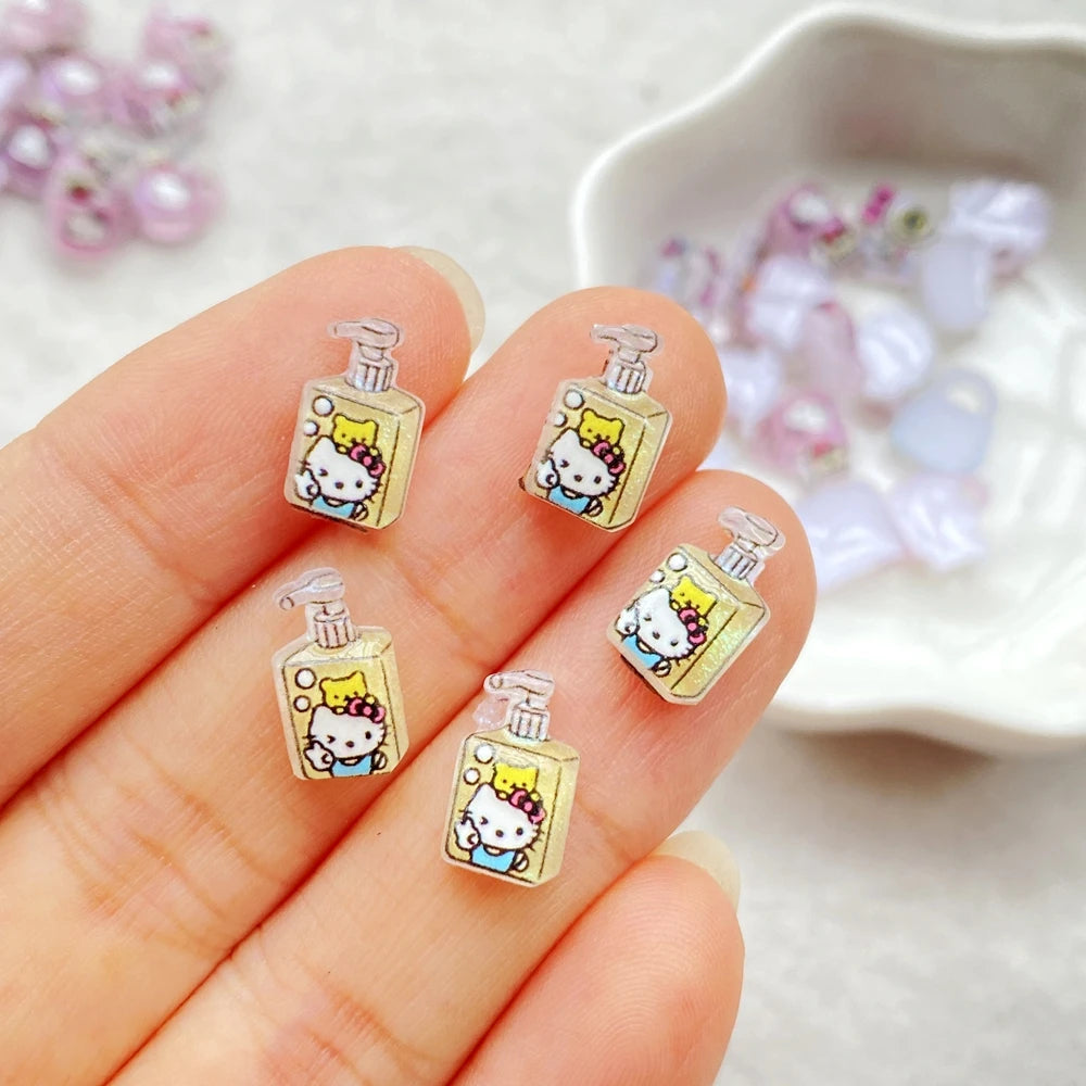 CharmCraft™ 50-Piece Mixed Resin Rhinestone Charms – Kitten, Mirror & Camera Nail Art Decorations