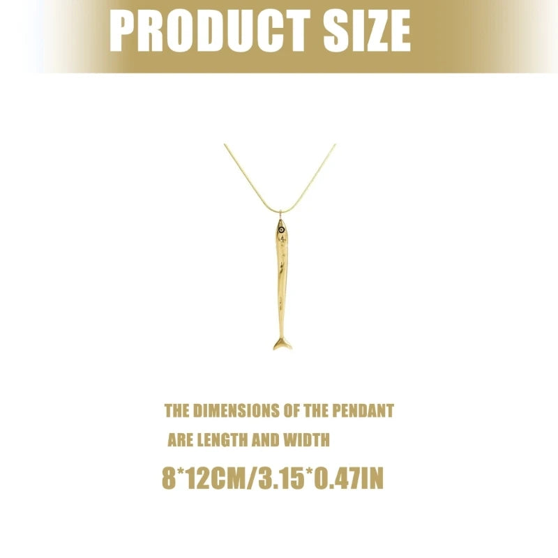 X6HE Sea Theme Sardine Pendant Necklace Adjustable Length Alloy Jewelry Unisex
