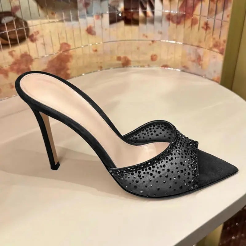 2026 French Style Women's Pointed Open-Toe Stiletto Mules & Summer Outdoor Slides
