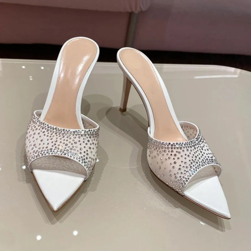 2026 French Style Women's Pointed Open-Toe Stiletto Mules & Summer Outdoor Slides