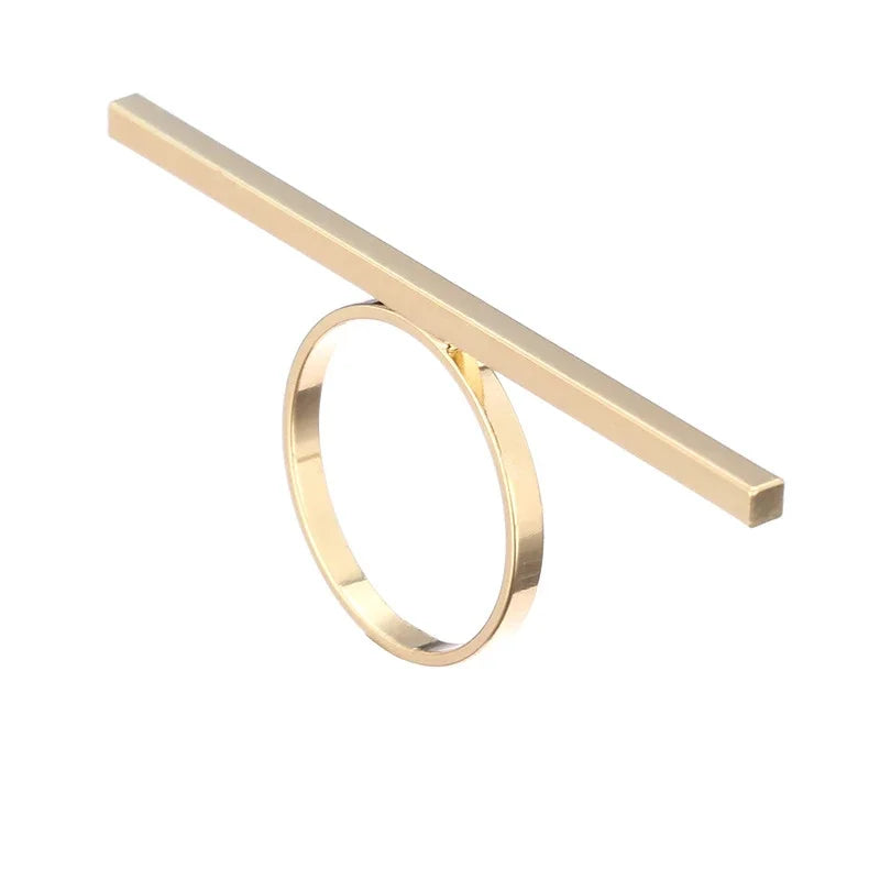 Geometric Ring Gold Silver Color Long Strip Minimalist Modern Stackable Ring for Women Birthday Gift Wedding