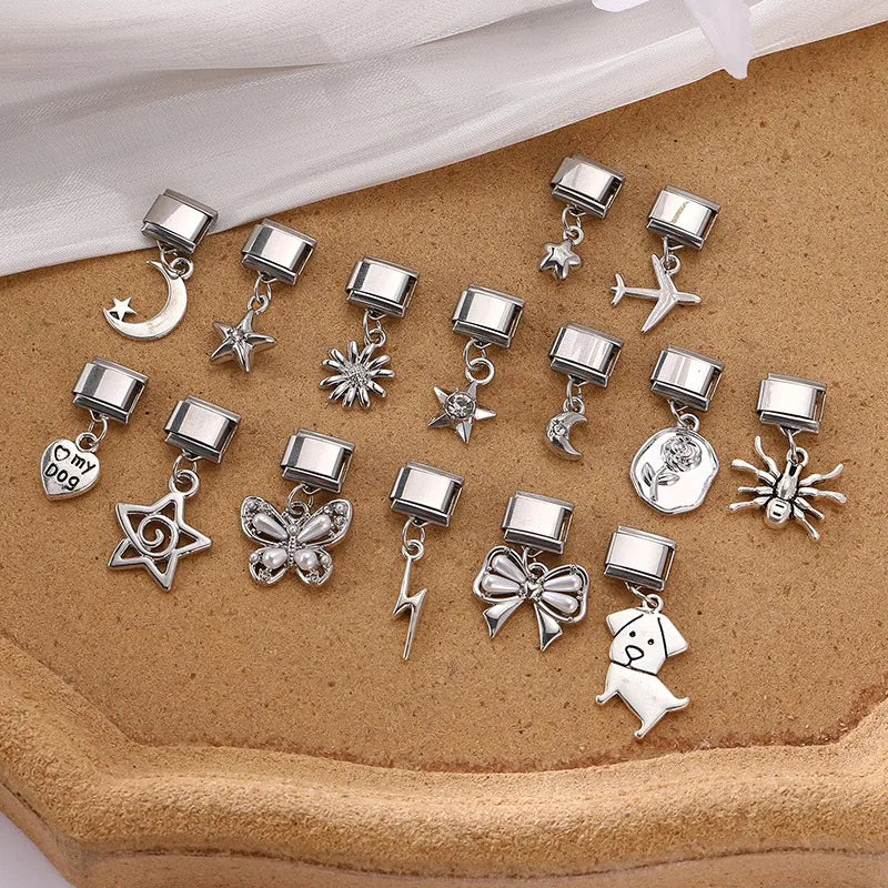 9mm Stainless Steel Italian Charm Links for DIY Modular Bracelets